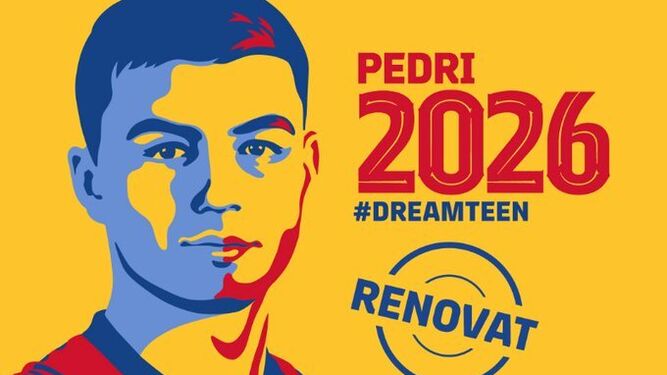 La imagen con la que el Barça ha anunciado la renovación de Pedri en redes.