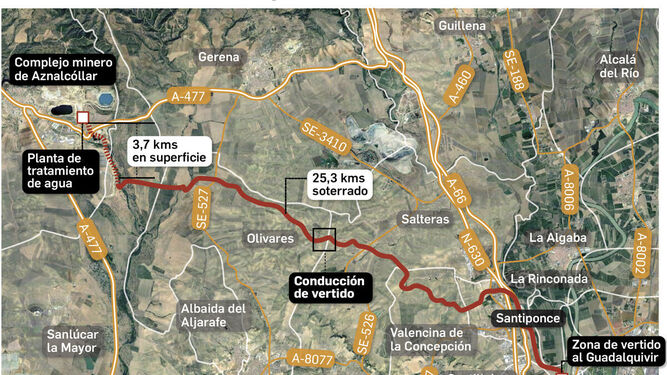El agua tratada iría al Guadalquivir a través de 30 kilómetros de tuberías