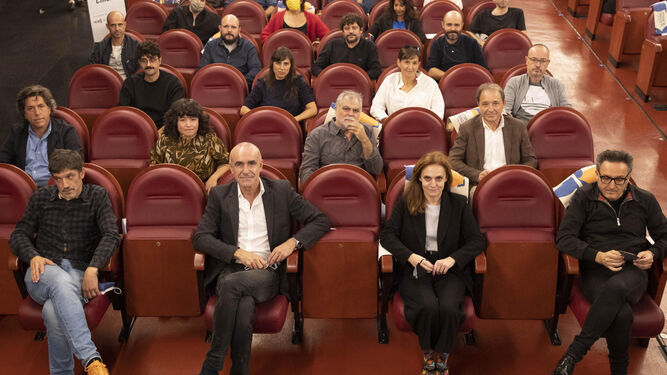 Un momento de la presentación, con Josetxo Cerdán (Filmoteca), Antonio Muñoz, Beatriz Navas (ICAA) y José Luis Cienfuegos en primera fila.