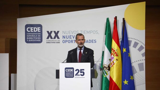 El Rey, durante su discurso de clausura del XX Congreso de Directivos de CEDE.