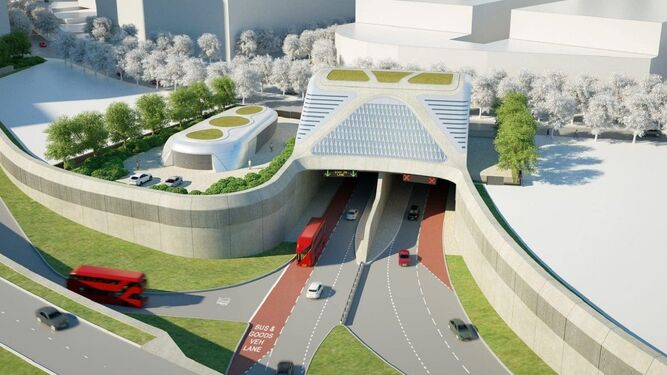 El proyecto bajo el Támesis de Londres. Recreación del túnel de doble calzada y 1,4 kilómetros que conectará la península de Greenwich y el distrito de Silvertown. Está valorado 1.400 millones de euros.