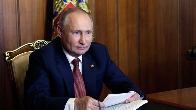 Vladimir Putin durante una conferencia