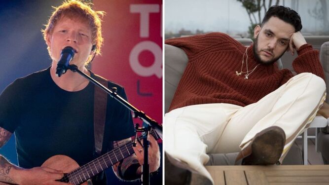 Los cantantes Ed Sheeran y C Tangana.