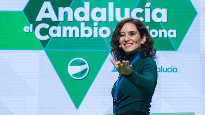 Isabel Díaz Ayuso, el pasado viernes en el congreso del PP andaluz en Granada.