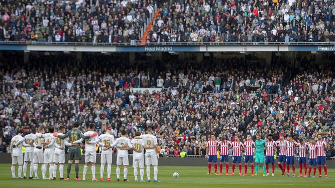 Una imagen del último derbi madrileño en el Bernabéu