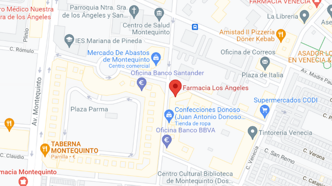Mapa con la localización de la farmacia Los Ángeles de Dos Hermanas (Sevilla)