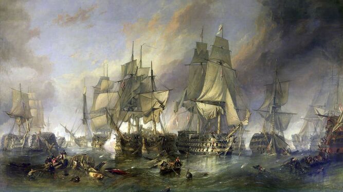 La batalla de Trafalgar, por C. S. Stanfield (1783-1867).