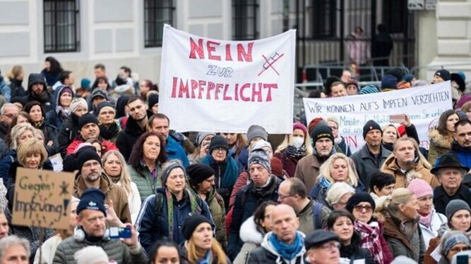 Manifestación antivacunas en Austria