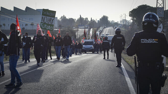 Manifestación de trabajadores de Santa Bárbara el 11 de febrero