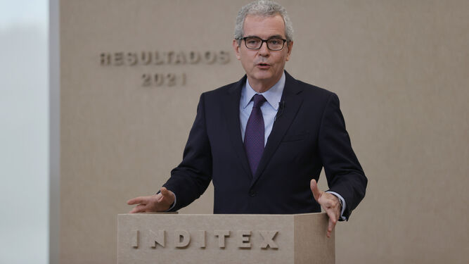 Pablo Isla, aún presidente de Inditex, en su última presentación de resultados.