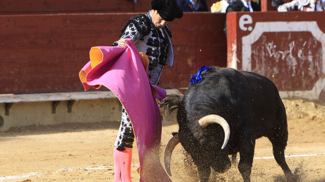 José María Manzanares torea con el capote en su triunfal tarde de ayer en Castellón.