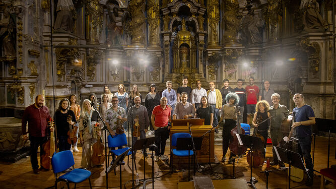 Conductus Ensemble en la iglesia de Asteasu (Guipúzcoa), donde se hizo el registro.