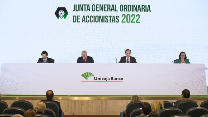 Un momento de la Junta General de Accionistas que Unicaja Banco celebró el 31 de marzo.