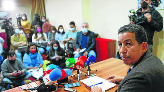 El delegado del Frente Polisario en España, Abdulah Arabi, ofreció ayer una rueda de prensa en Madrid.