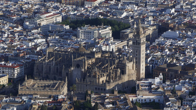 Vista áerea de la Catedral de Sevilla.