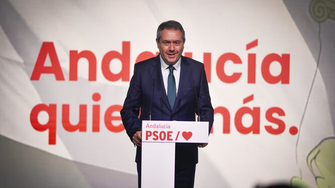 Juan Espadas, este martes en la sede regional del PSOE.
