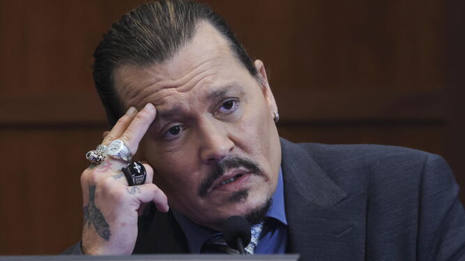 Johnny Depp, en la sala del tribunal de Virginia, este jueves.