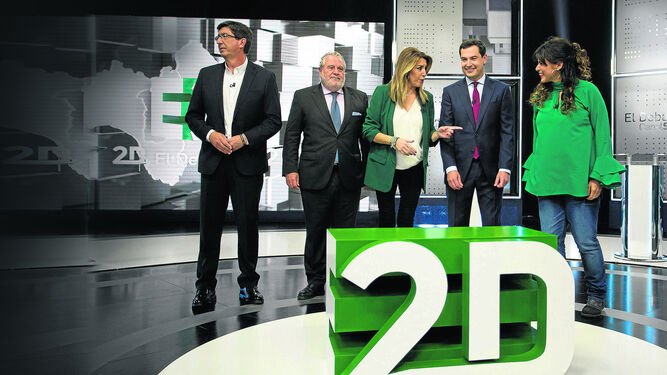 Los candidatos, antes del debate de las elecciones andaluzas de 2018 en Canal Sur