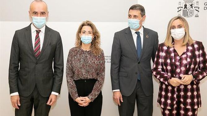 Antonio Muñoz, Raquel Sánchez, Pedro Fernández y Marifrán Carazo, en febrero pasado.