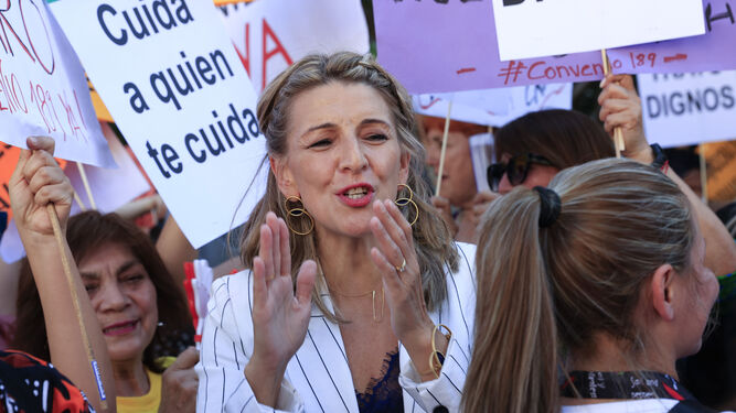 Yolanda Díaz, en un acto en Madrid.