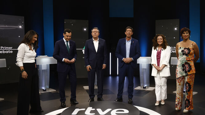 Los seis candidatos, en el debate electoral de RTVE