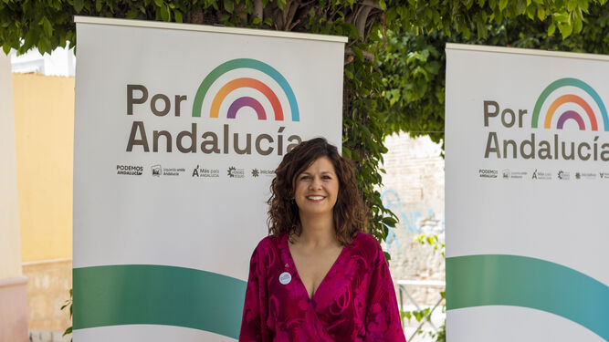 María Jesús Amate Ruiz durante uno de los actos de campaña de Por Andalucía en Almería