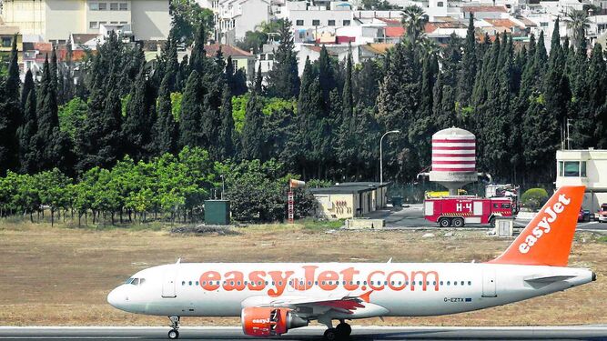 Avión de EasyJet en el aeropuerto de Málaga.