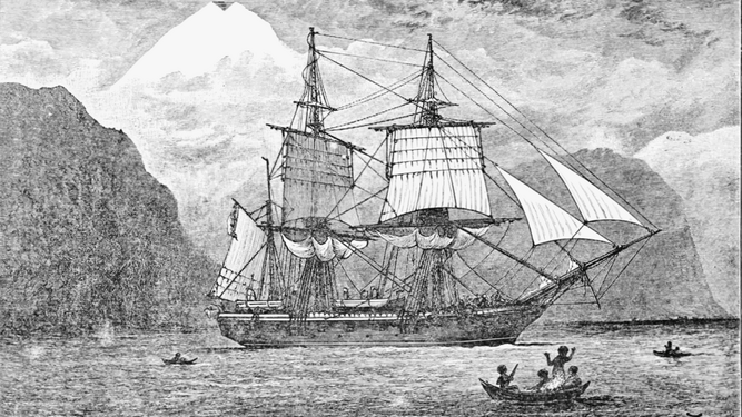 Ilustración del HMS Beagle.