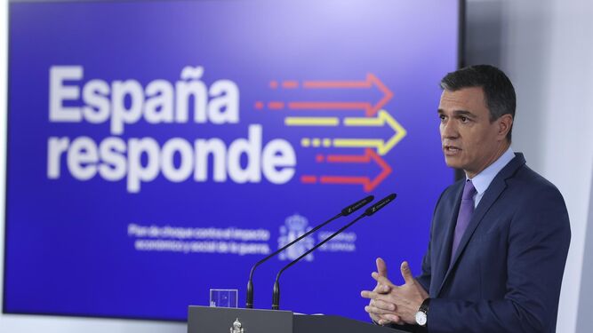 El presidente del Gobierno, Pedro Sánchez, en rueda de prensa
