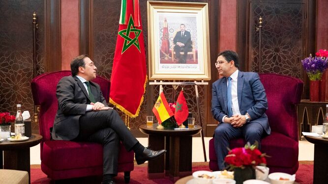 El ministro español de Exteriores, José Manuel Albares, con su homólogo marroquí, en una imagen de archivo.