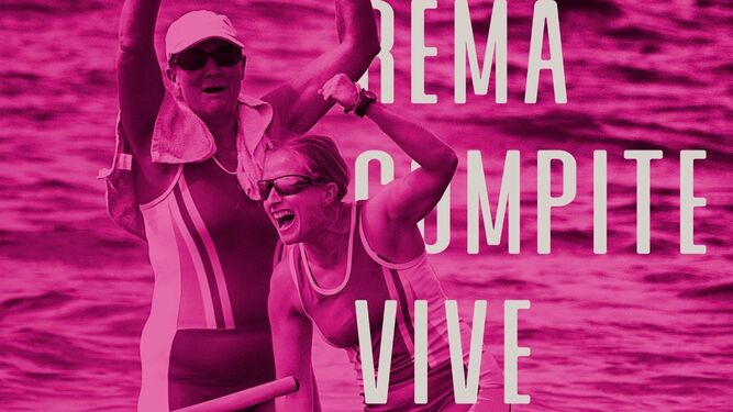Cartel oficial del evento: "Rema. Compite. Vive." por la sensibilización del cáncer de mama.