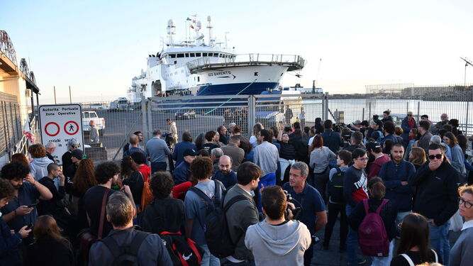 Protesta en el puerto de Catania.