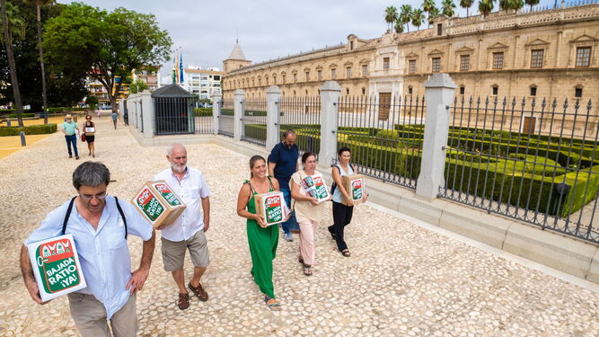 Miembros del colectivo que ha promovido la Iniciativa Legislativa Popular en la entrega de las firmas en el Parlamento andaluz el pasado mes de agosto.