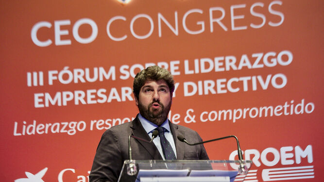 López Miras en la apertura de un congreso de directivos empresariales.