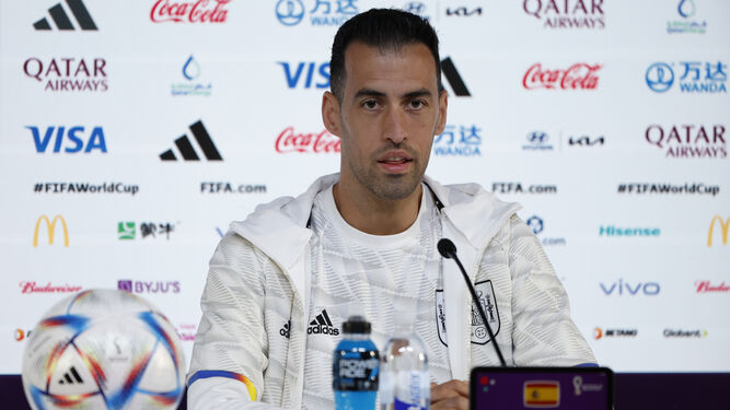 Sergio Busquets, durante la rueda de prensa de la selección española.