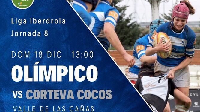 Cartel del partido de este domingo entre el Olímpico y el Corteva Cocos.