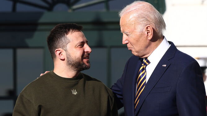 Volodimir Zelenski y Joe Biden en Washington.