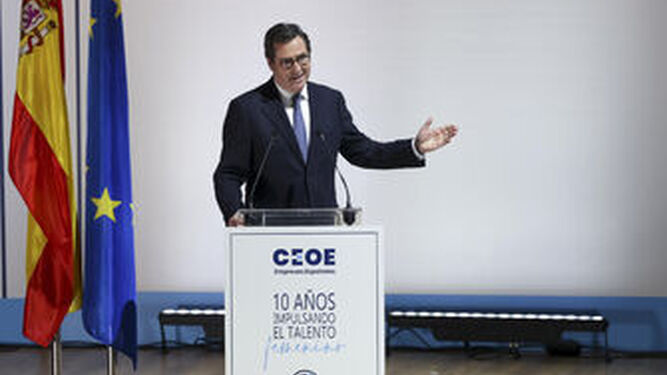 El presidente de la CEOE, Antonio Garamendi, en un acto reciente de la patronal.