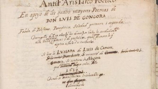 La Biblioteca de la Universidad de Sevilla adquiere un manuscrito de 1644 sobre Luis de Góngora