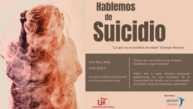 Cartel de las jornadas 'Hablemos de suicidio' en el Paraninfo de la Universidad de Sevilla