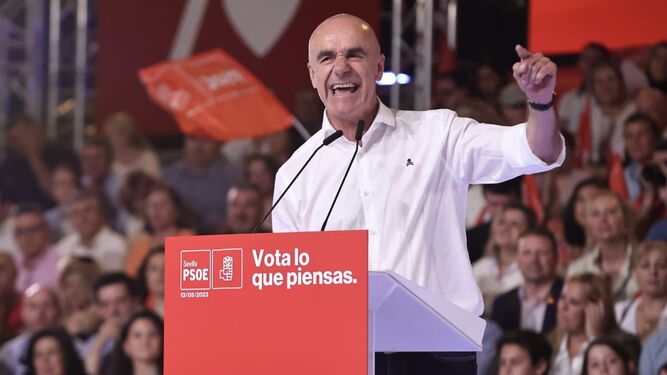 Antonio Muñoz, en el mitin del PSOE con Pedro Sánchez en Sevilla