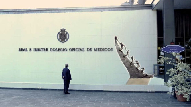 Así quedará la fachada del Colegio de Médicos con el nuevo monumento.