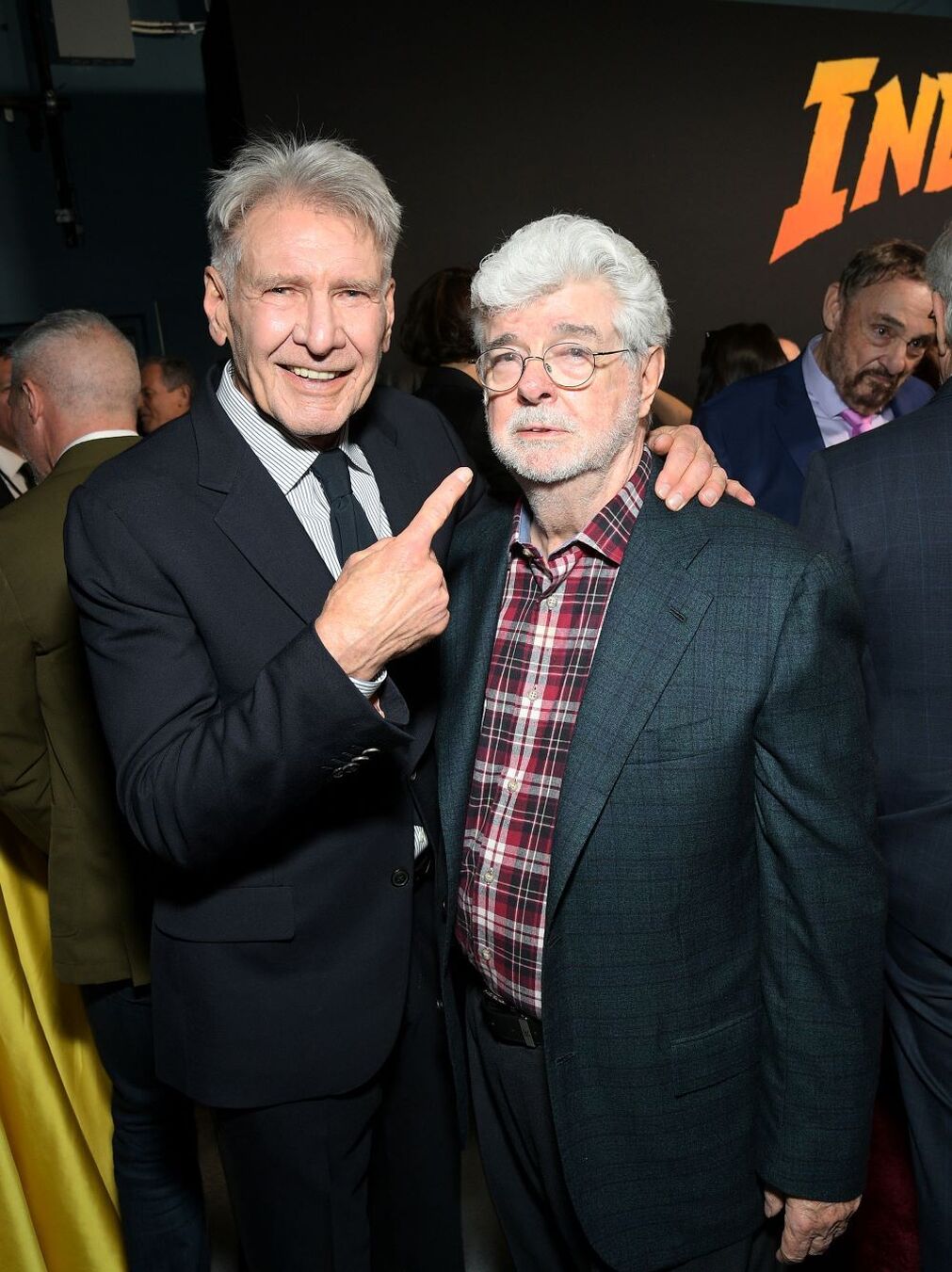 Indiana Jones y El Dial del Destino | Harrison Ford y George Lucas, en el estreno en Los &Aacute;ngeles.