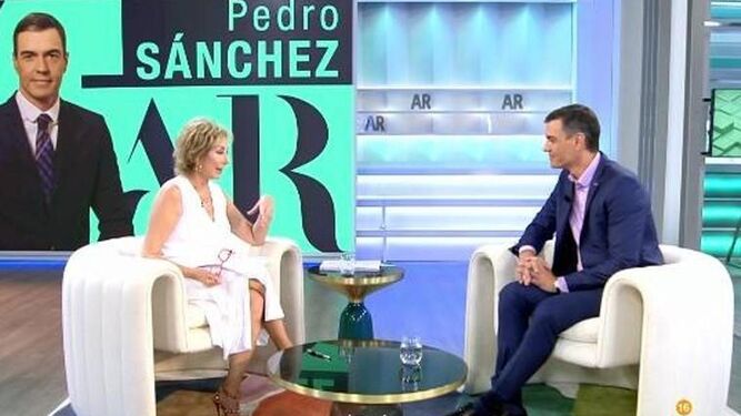 Pedro Sánchez, en la entrevista con Ana Rosa Quintana en la precampaña del 23-J.