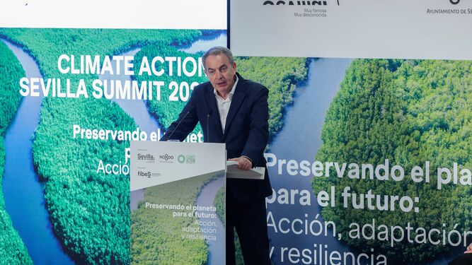 José Luis Rodríguez Zapatero durante su discurso en el congreso Climate Action Sevilla Summit.