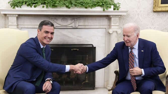 Reunión entre Sánchez y Biden el pasado mayo, con la aceituna negra entre los temas de la agenda