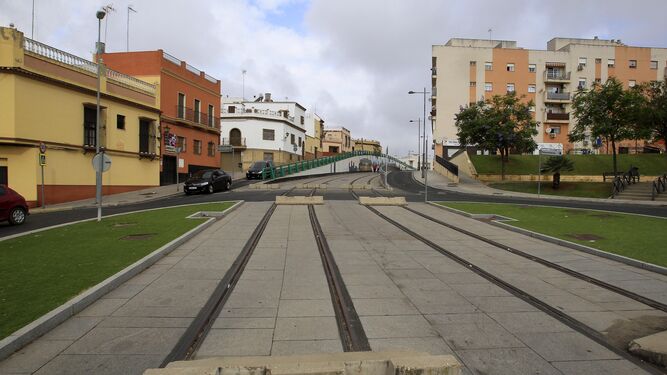 Tramo del tranvía de Alcalá de Guadaíra.