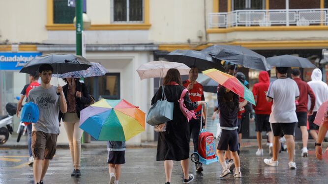 Imagen de las lluvias en la capital sevillana el pasado mes de mayo.