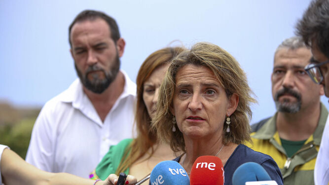 Teresa Ribera, durante la rueda de prensa que ha ofrecido en La Palma.