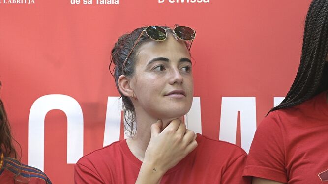 María Pérez, durante una recepción en Ibiza a las campeonas del mundo.